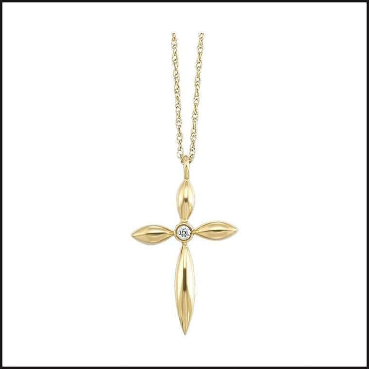 10k Yellow Gold 1/50 ctw Diamond Cross-necklace-That Guy's Secret
