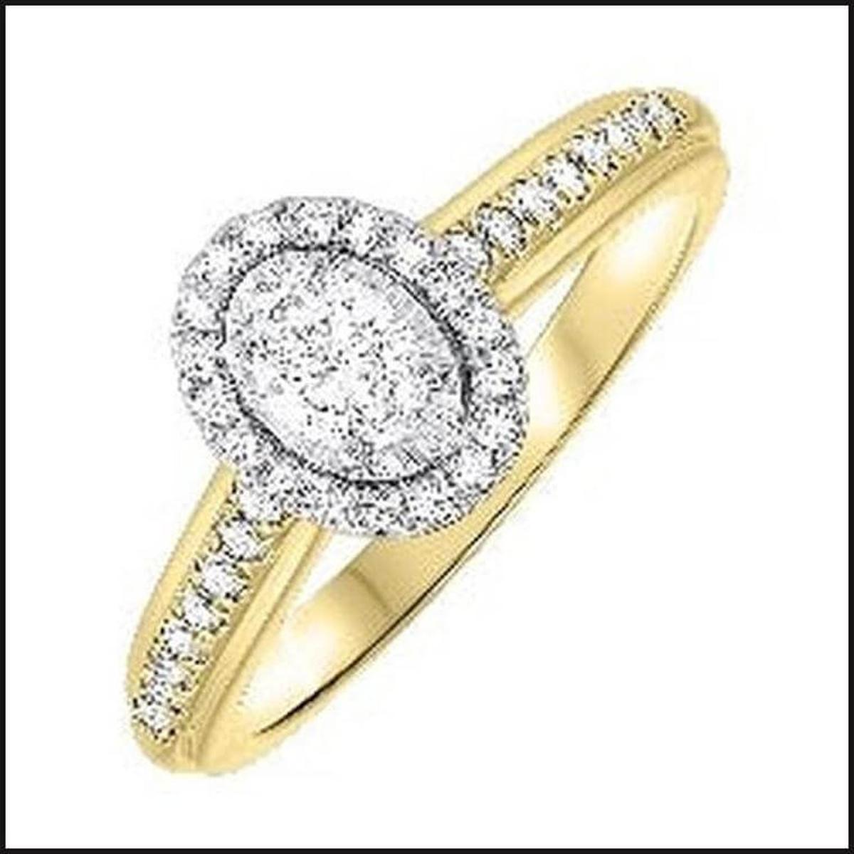14K Two Tone Diamond 1/2 ctw Oval Halo-Ring-That Guy's Secret