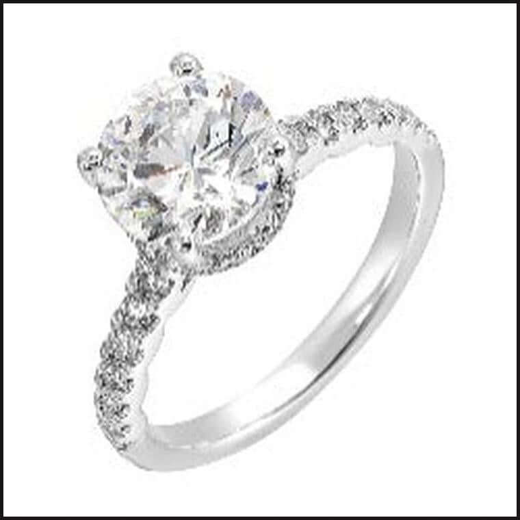 14K White Gold Diamond 1/2 ctw For 3 ctw Round Center-Ring-That Guy's Secret