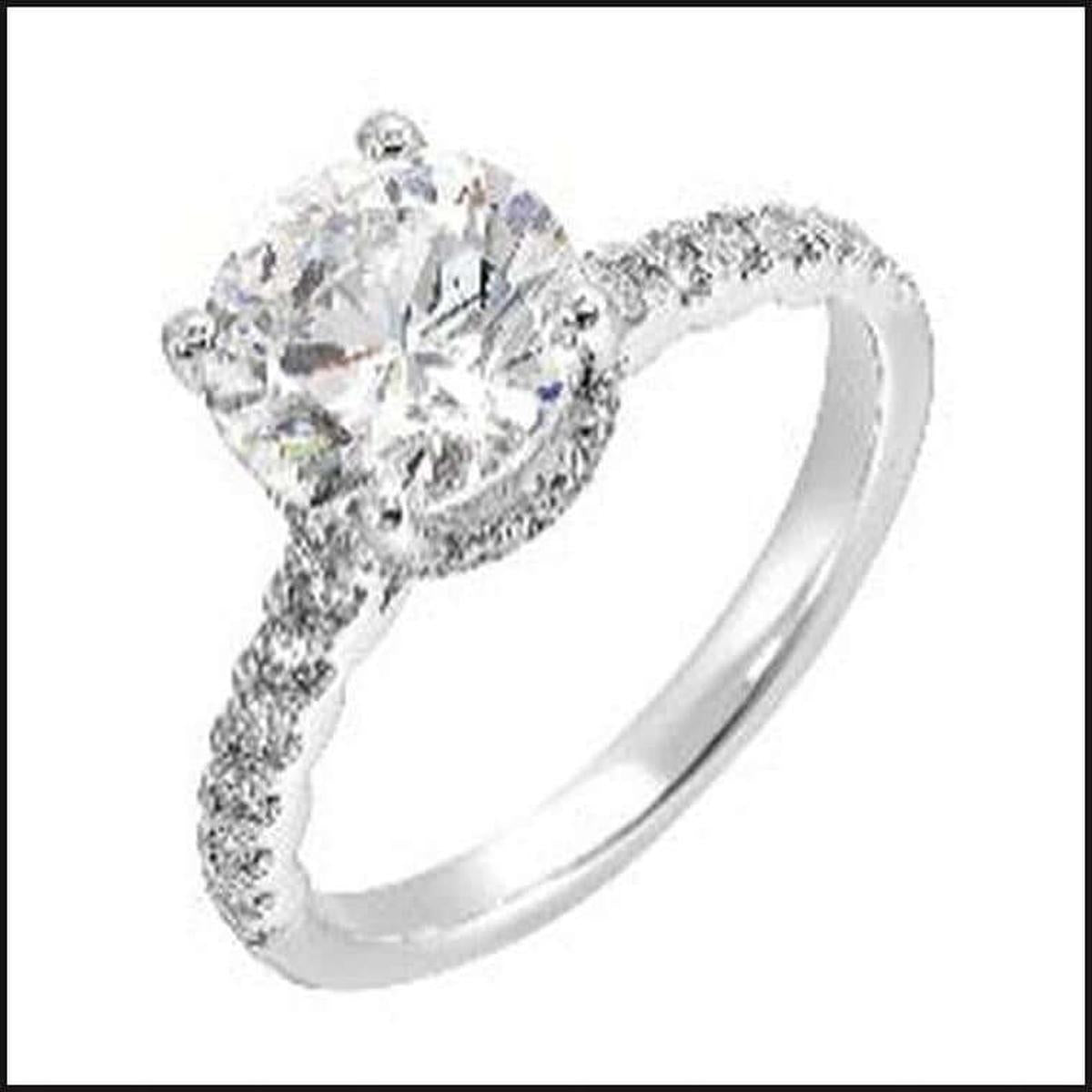 14K White Gold Diamond 1/2 ctw For 3 ctw Round Center-Ring-That Guy's Secret