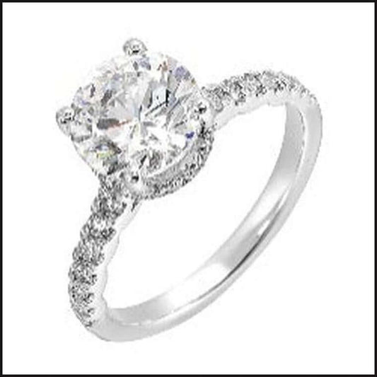 14K White Gold Diamond 1/2 ctw For 3 ctw Round Center-Ring-That Guy's Secret