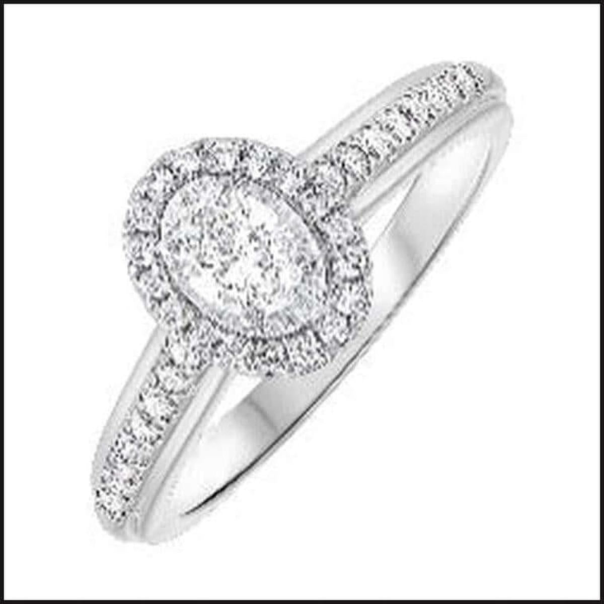14K White Gold Diamond 1/2 ctw Halo Ring-Ring-That Guy's Secret