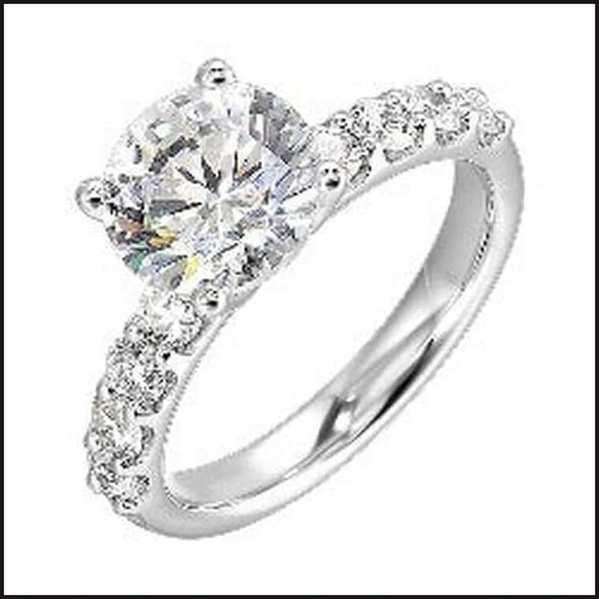 14K White Gold Diamond 5/8 ctw Semi Mount For 1 ctw Round Center-Ring-That Guy's Secret