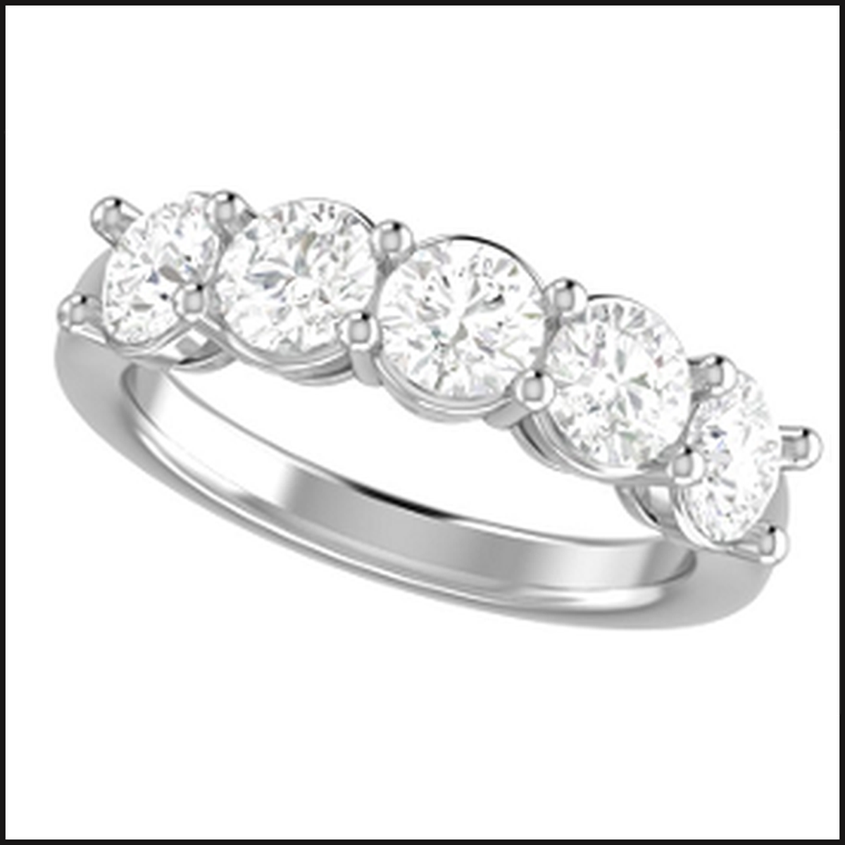 14K White Gold Lab Grown 5 Stone Round Cut Diamond Band 2ctw-Ring-That Guy's Secret