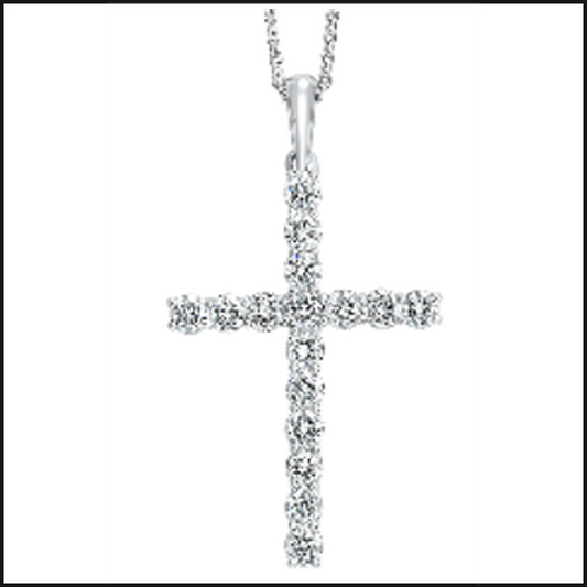 14K White Gold Lab Grown Cross Pendant 3/4ctw-Necklace-That Guy's Secret