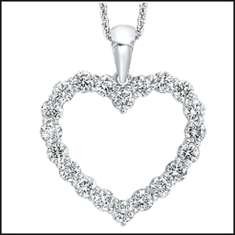 14K White Gold Lab Grown Heart Pendant 3/4ctw-Necklace-That Guy's Secret