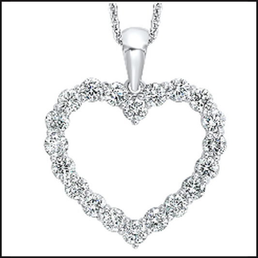 14K White Gold Lab Grown Heart Pendant 3/4ctw-Necklace-That Guy's Secret