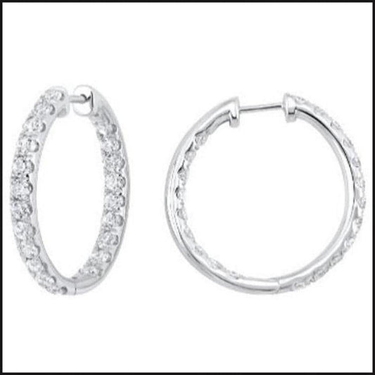 14K White Gold Lab Grown In-Out Hoops 2CTW-Earrings-That Guy's Secret