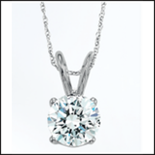 14K White Gold Lab Grown Solitaire Pendant 2ctw-Necklace-That Guy's Secret