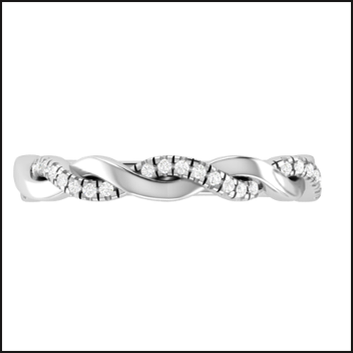 14K White Gold Lab Grown Twisted Wedding Band 1/8ctw-Ring-That Guy's Secret