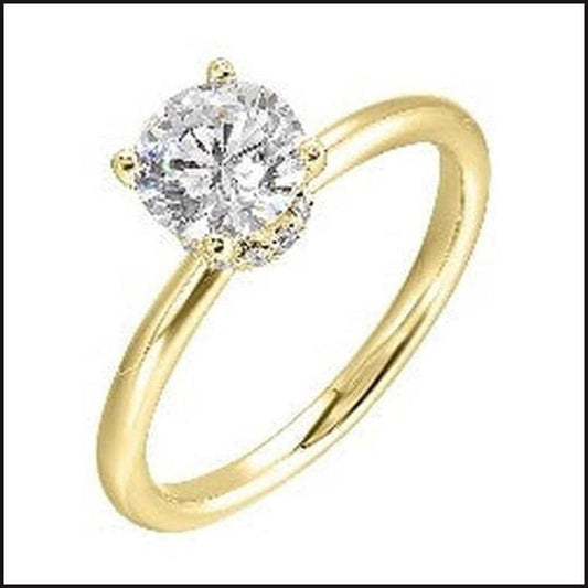 14K Yellow Diamond 1/10 ctw Semi Mount For 1 1/2 ctw Round Center-Ring-That Guy's Secret
