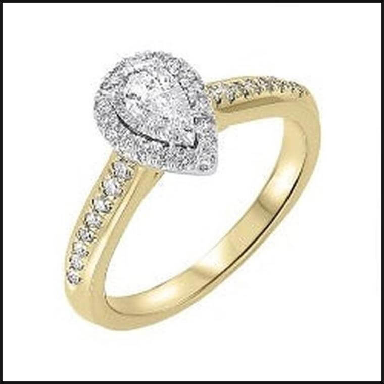 14K Yellow Gold Diamond 1/2 ctw Pear Halo-Ring-That Guy's Secret
