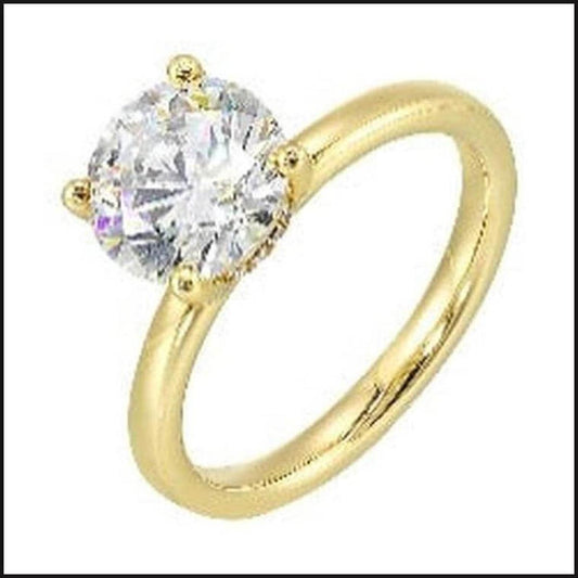 14K Yellow Gold Diamond 1/20 ctw Semi Mount For 2 ctw Round Center-Ring-That Guy's Secret