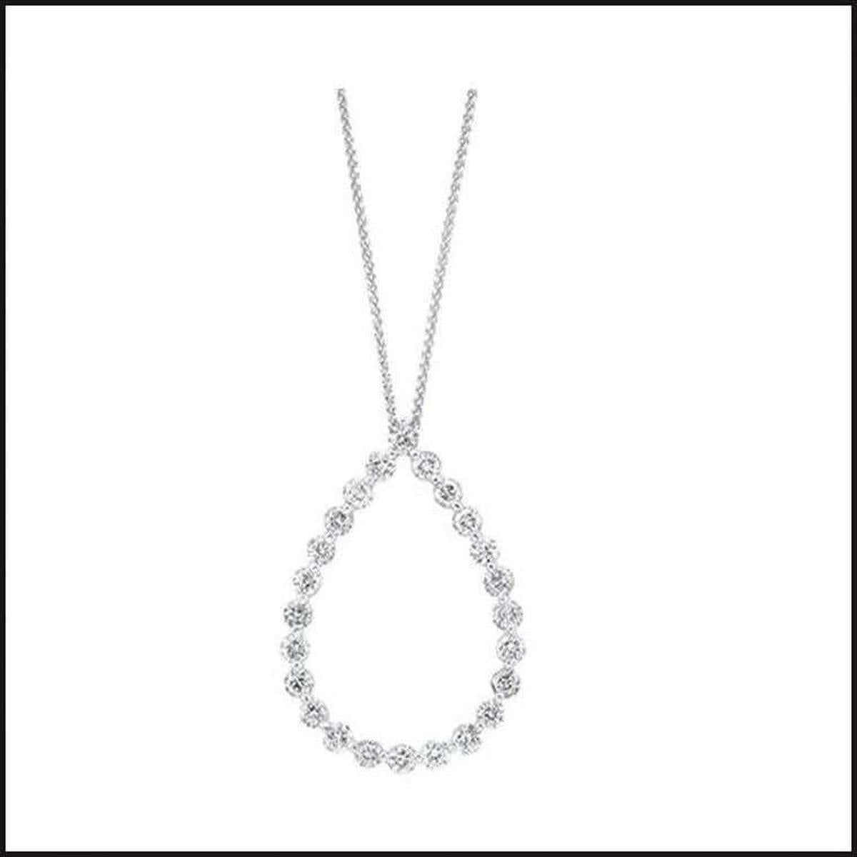 14k White Gold 1 ctw Diamond Teardrop Shaped Pendant-necklace-That Guy's Secret