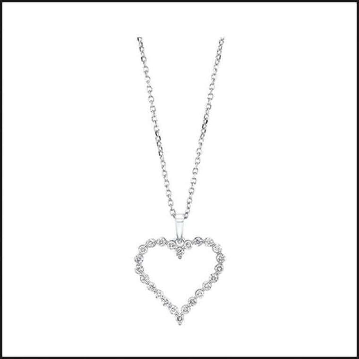 14k White Gold 1/4 ctw Diamond Heart Pendant-necklace-That Guy's Secret