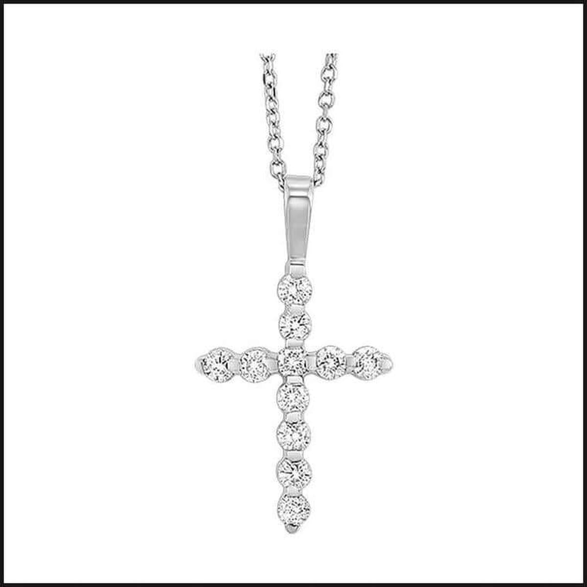 14k White Gold Diamond Cross Pendant-necklace-That Guy's Secret