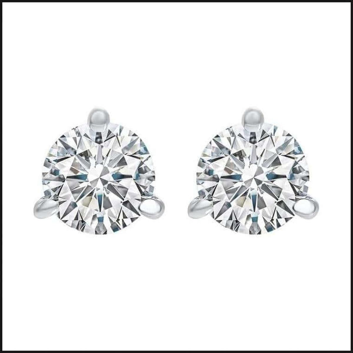 14k White Gold Diamond Stud Earrings-Earrings-That Guy's Secret