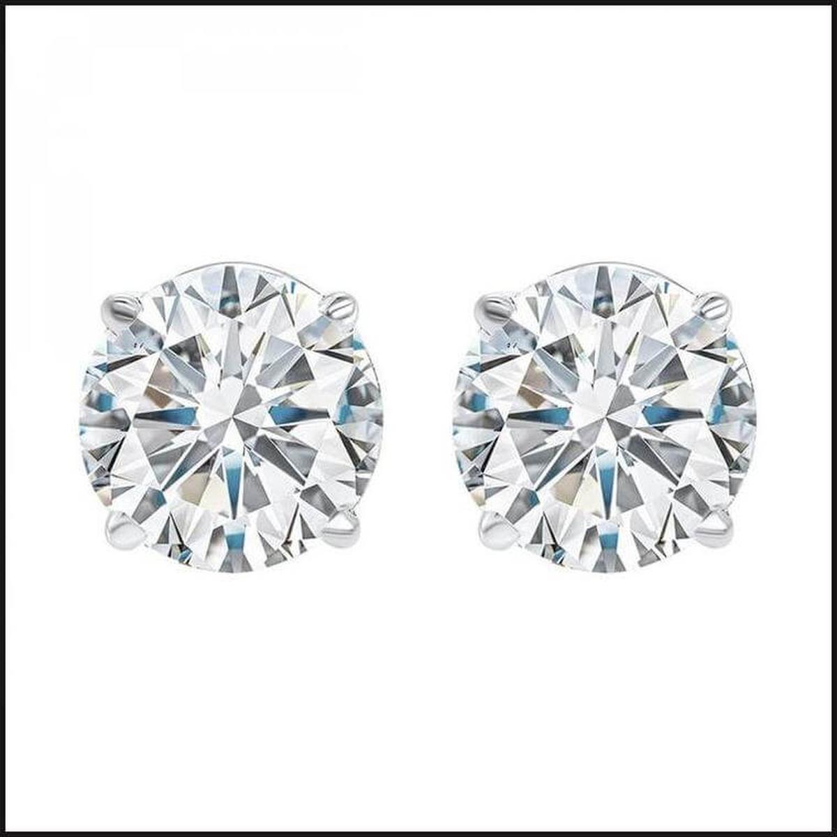 14k White Gold Diamond Stud Earrings-Earrings-That Guy's Secret