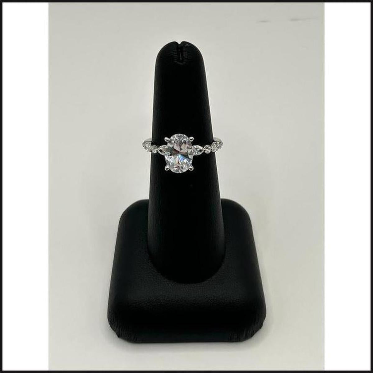 14k White Gold Lab Grown 1/2ctw Semi Mount Wedding Ring for 2ct Oval Center-Ring-That Guy's Secret