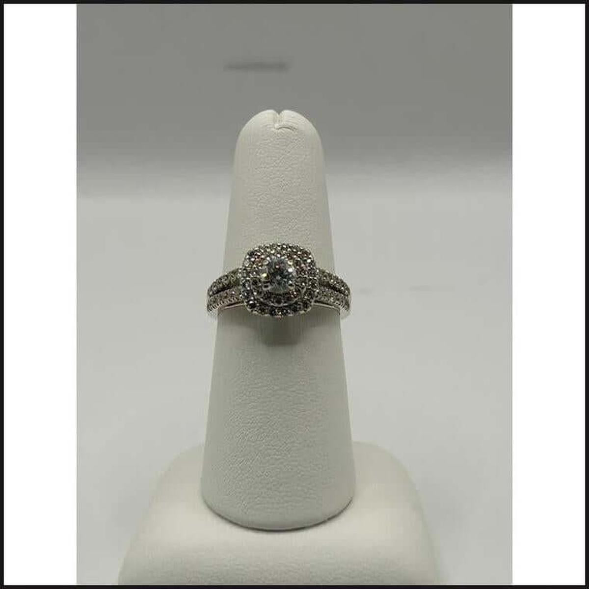 14kw 1.0ctw diamond double halo engagement ring w- split shank-Ring-That Guy's Secret