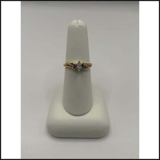 14ky MQ center round accent diamond engagement ring-Ring-That Guy's Secret