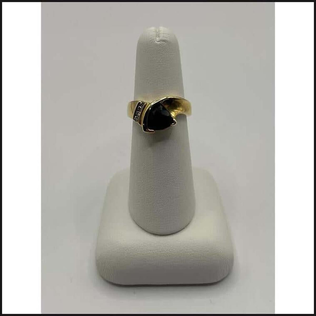 14ky trillian cut black onyx diamond accent ring 4.4g-Ring-That Guy's Secret