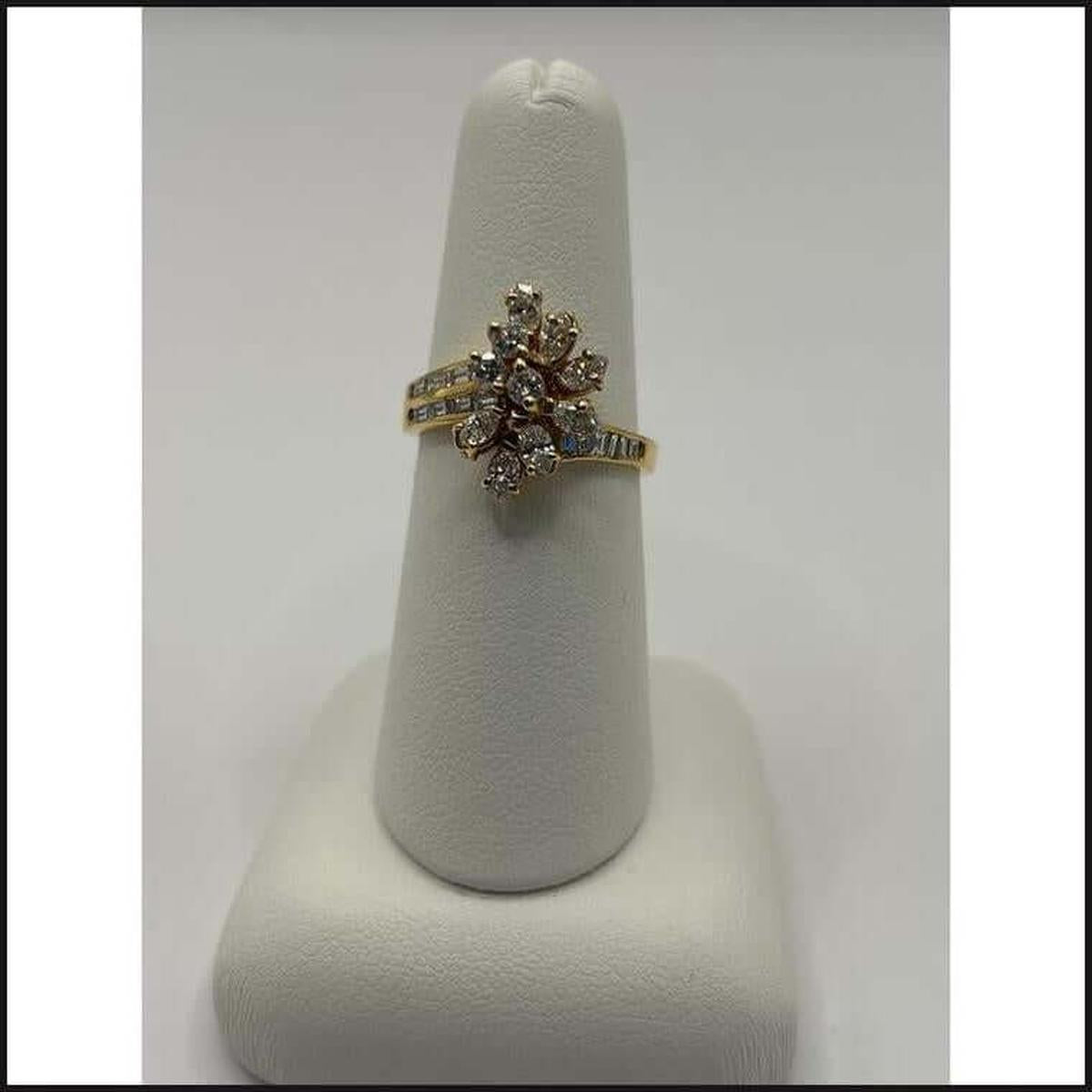 18ky Diamond Cocktail Ring sz 7.0-Ring-That Guy's Secret