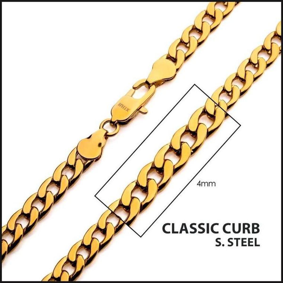4mm 18Kt Gold IP Classic Curb Chain Necklace-That Guy's Secret