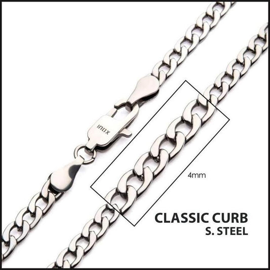 4mm Steel Classic Curb Chain Necklace-That Guy's Secret