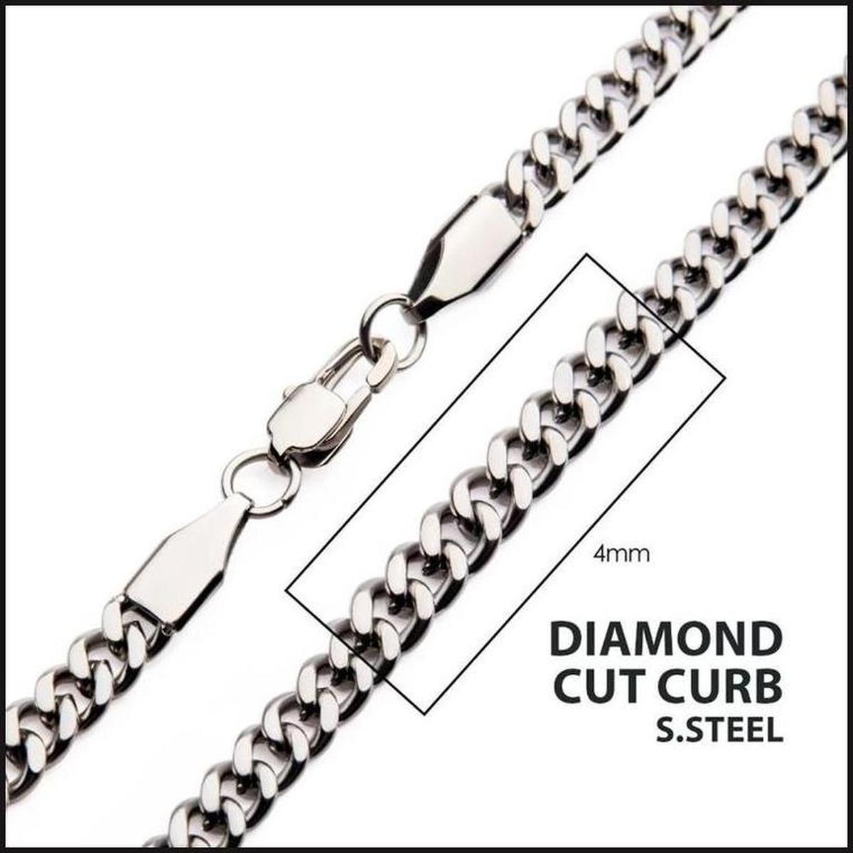 4mm Steel Diamond Cut Curb Chain Necklace-That Guy's Secret