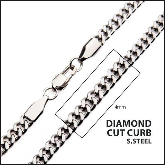 4mm Steel Diamond Cut Curb Chain Necklace-That Guy's Secret