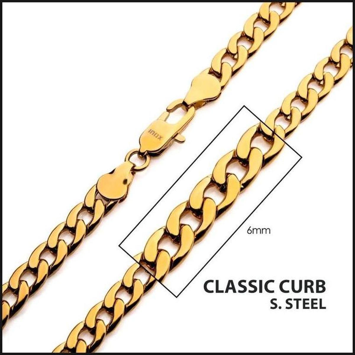 6mm 18Kt Gold IP Classic Curb Chain Necklace-That Guy's Secret
