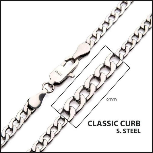 6mm Steel Classic Curb Chain Necklace-That Guy's Secret