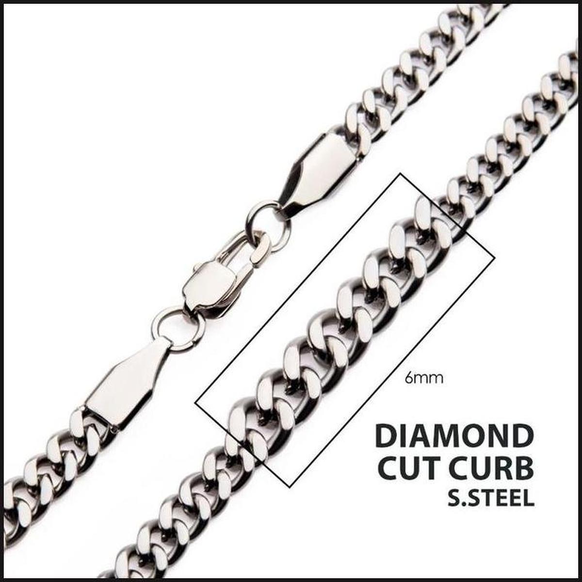 6mm Steel Diamond Cut Curb Chain Necklace-Necklace-That Guy's Secret