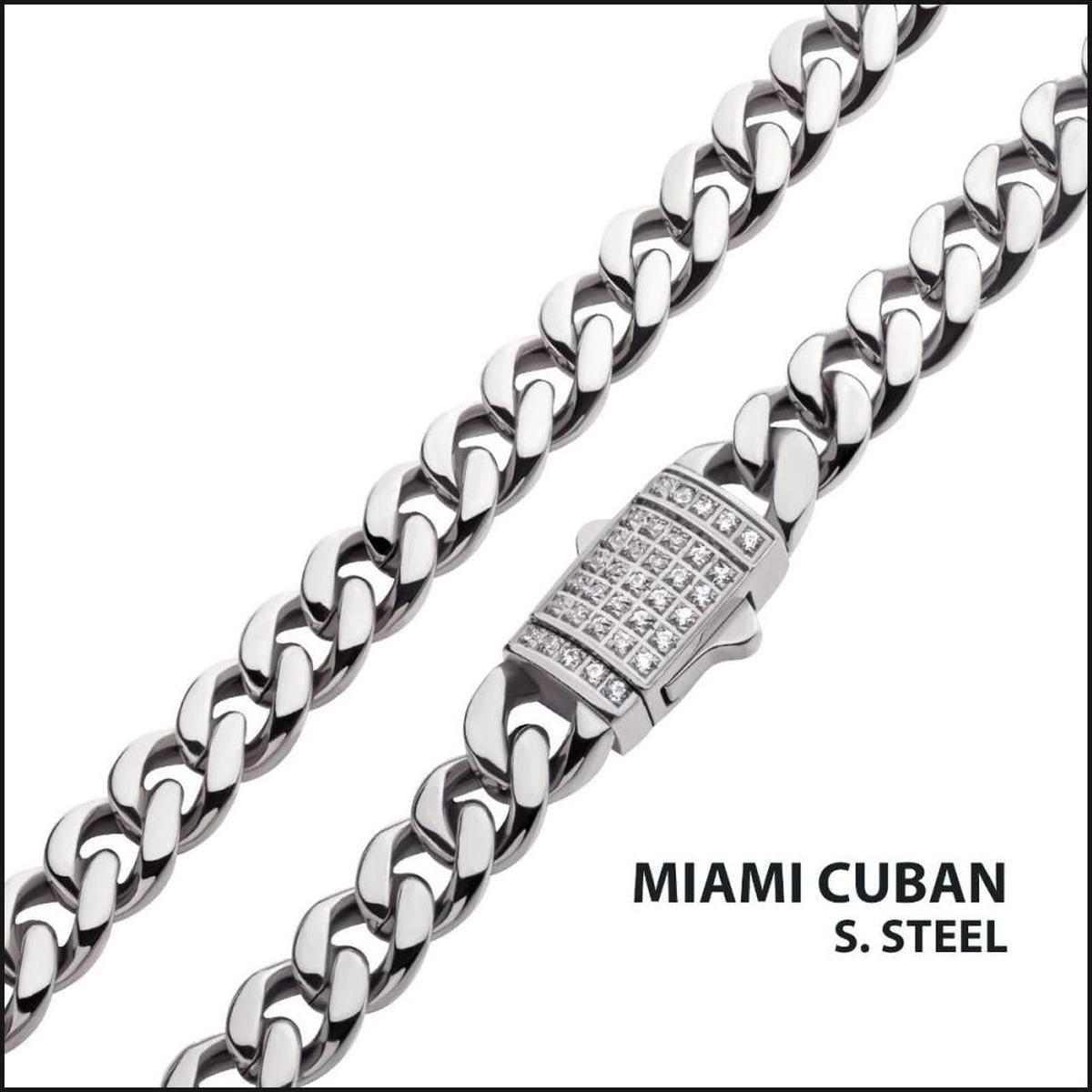 6mm Steel Miami Cuban Chain Necklace with CNC Precision Set CZ Double Tab Box Clasp-Necklace-That Guy's Secret