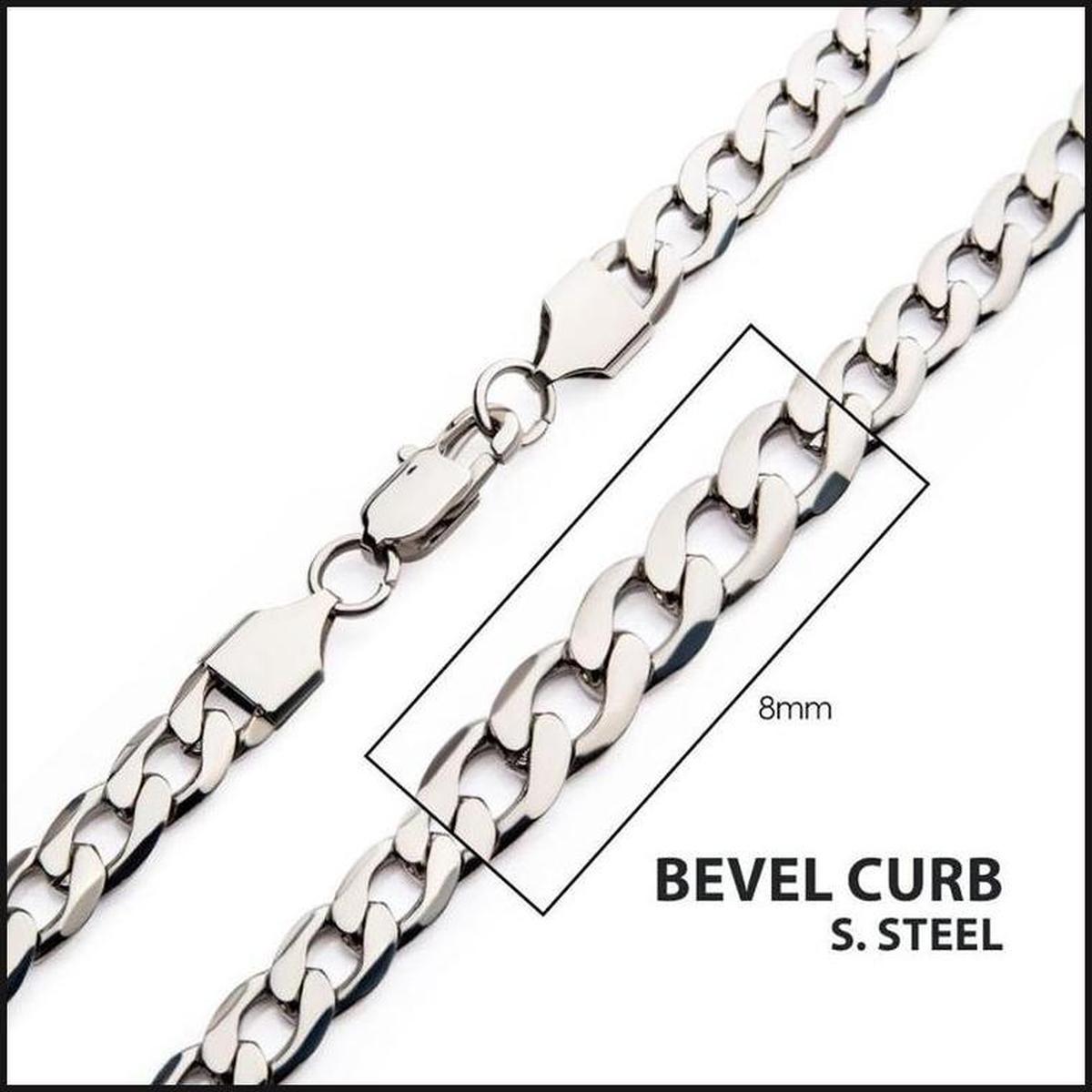 8mm Steel Bevel Curb Chain Necklace-That Guy's Secret