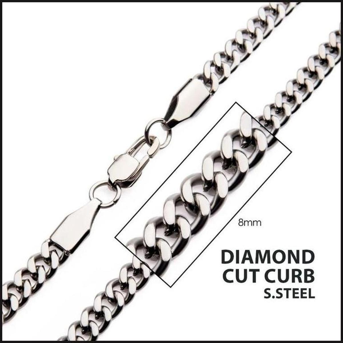 8mm Steel Diamond Cut Curb Chain Necklace-That Guy's Secret