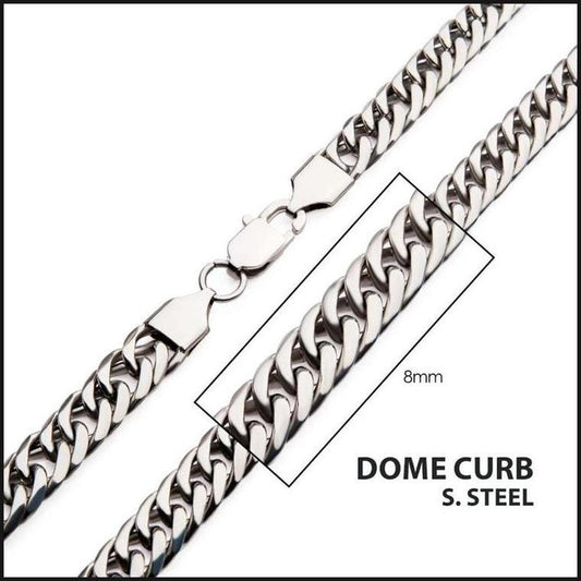 8mm Steel Dome Curb Chain Necklace-That Guy's Secret