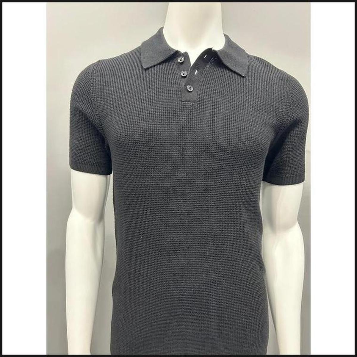Asher Black Knit Polo-Polo Shirt-That Guy's Secret