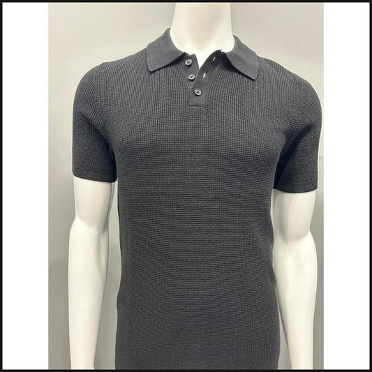 Asher Black Knit Polo-Polo Shirt-That Guy's Secret