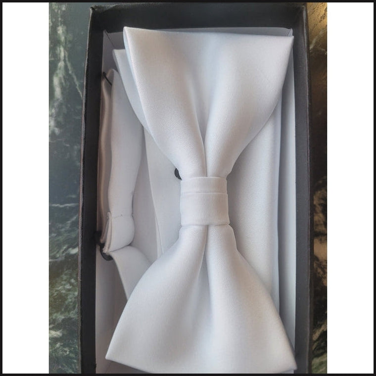 Barcelona Solid Bowtie and Pocket Square Set-Bow Tie-That Guy's Secret