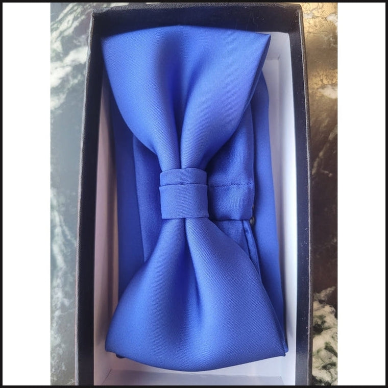 Barcelona Solid Bowtie and Pocket Square Set-Bow Tie-That Guy's Secret