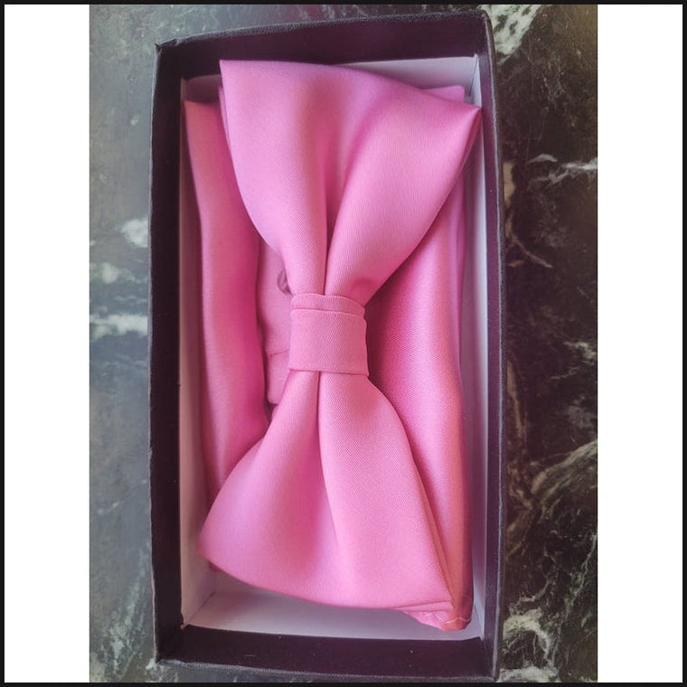 Barcelona Solid Bowtie and Pocket Square Set-Bow Tie-That Guy's Secret