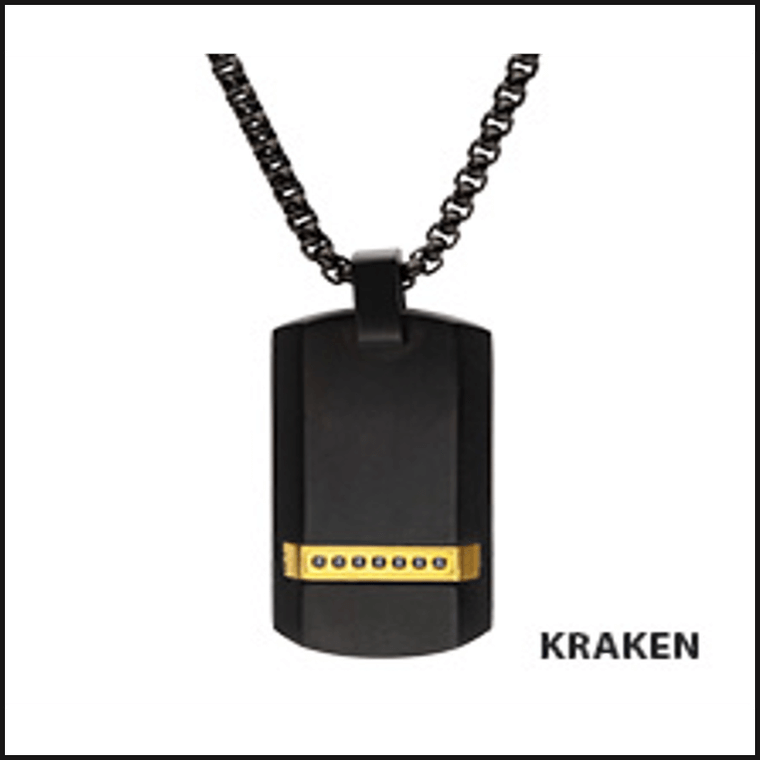 Black Dogtag Black Sapphire 1.3 MM X 7 Chain24-necklace-That Guy's Secret