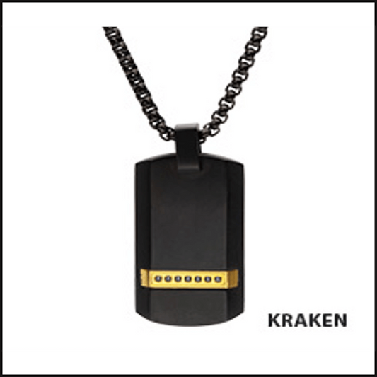 Black Dogtag Black Sapphire 1.3 MM X 7 Chain24-necklace-That Guy's Secret