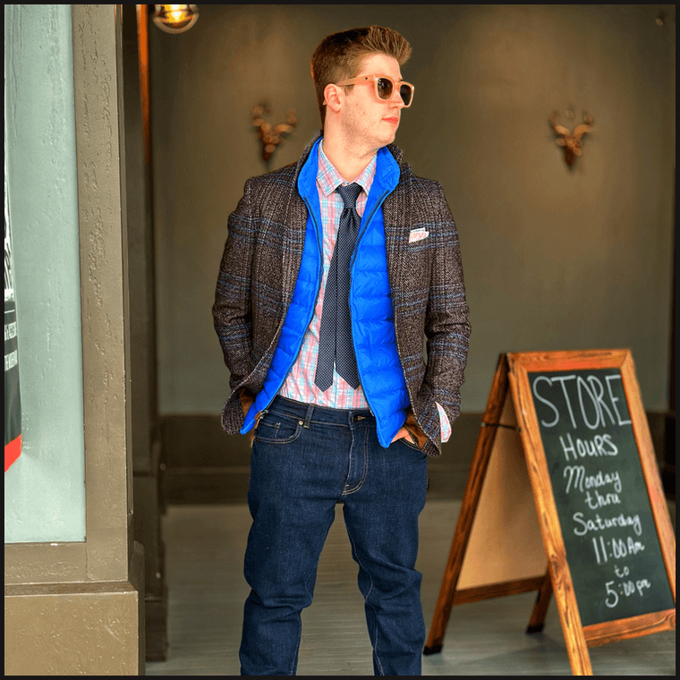Brown/Navy Brushed Plaid Sportcoat-Sports Jacket-That Guy's Secret