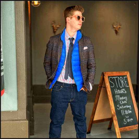 Brown/Navy Brushed Plaid Sportcoat-Sports Jacket-That Guy's Secret