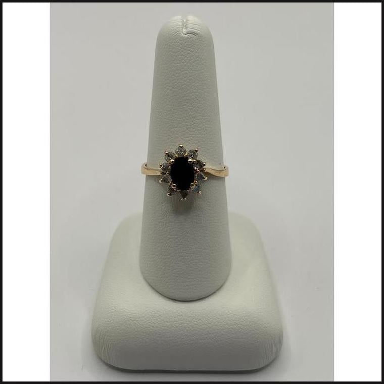 14ky oval sapphire diamond halo ring
