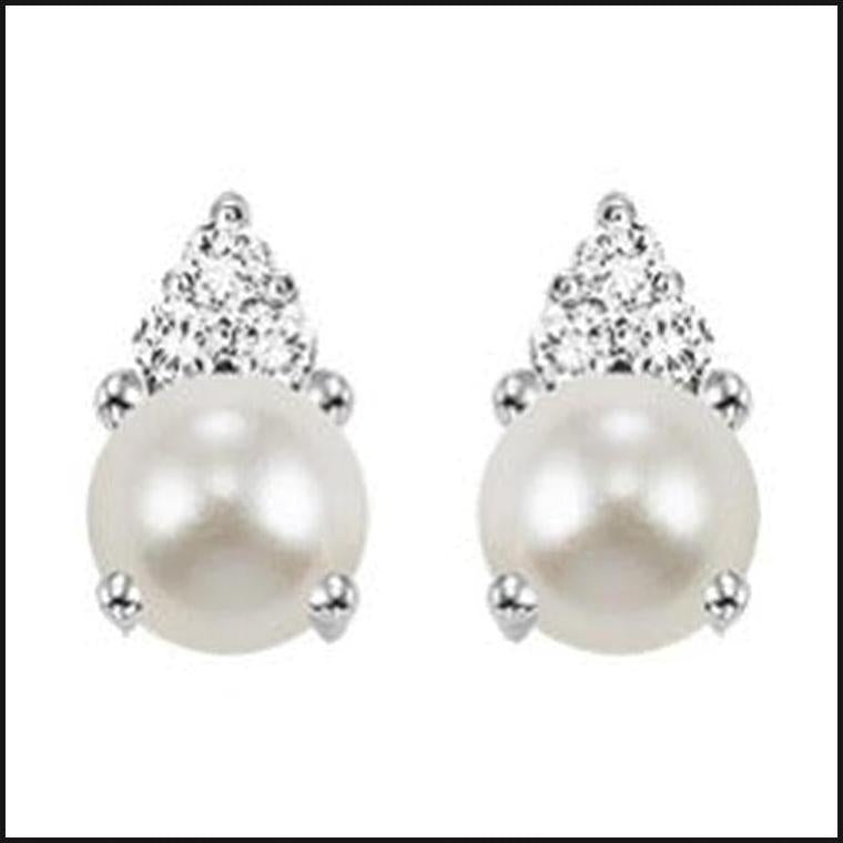 10k White 1/25 ctw Diamond & 5/8 ctw Gemstone Stud Earrings