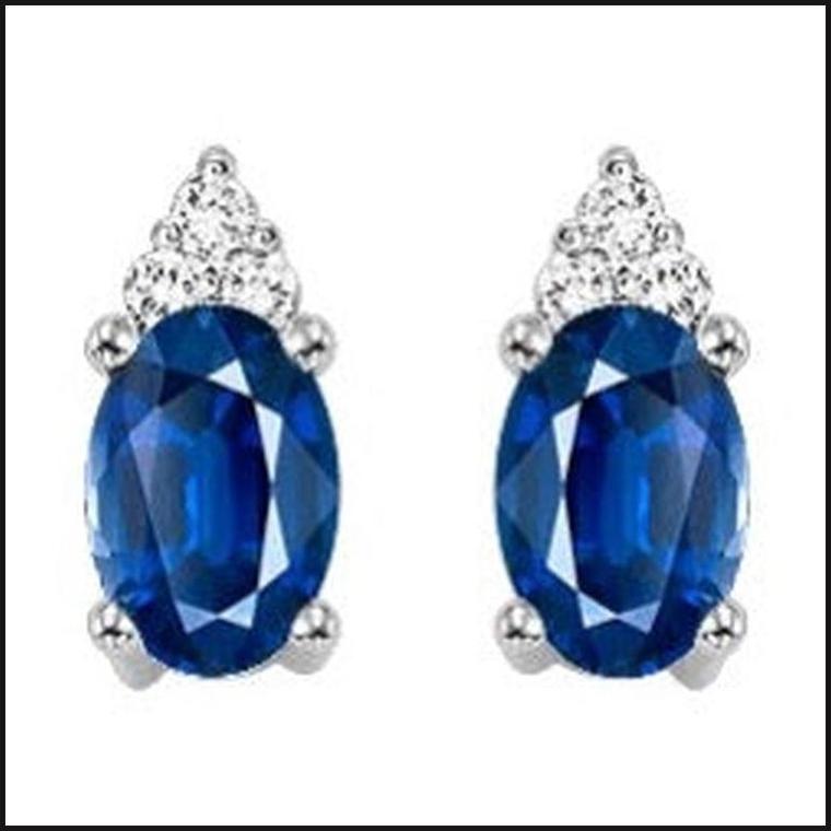 10k White 1/25 ctw Diamond & 5/8 ctw Gemstone Stud Earrings